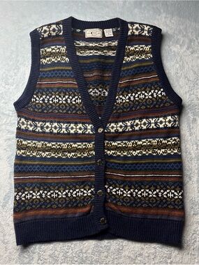 Bugle Boy Company Y2K 90s Academia Cottagecore Knit Sweater Vest Mens Medium